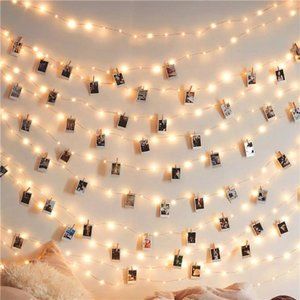 50 LEDs 50 Photo Clips String Light Battery Powered Decoration For Home Bedroom